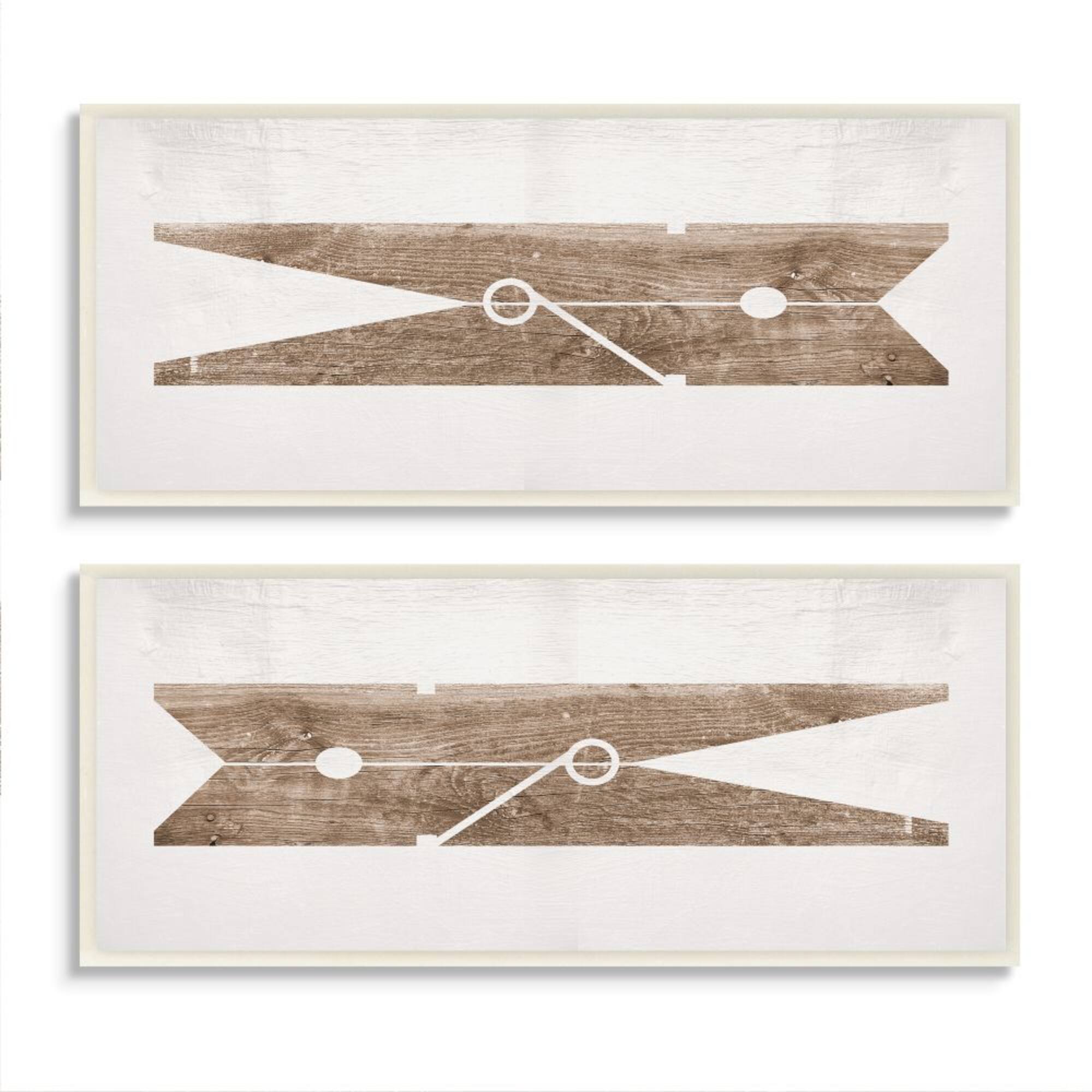 Stupell Industries Minimal Laundry Clothespins Brown White Design,7" x 17"